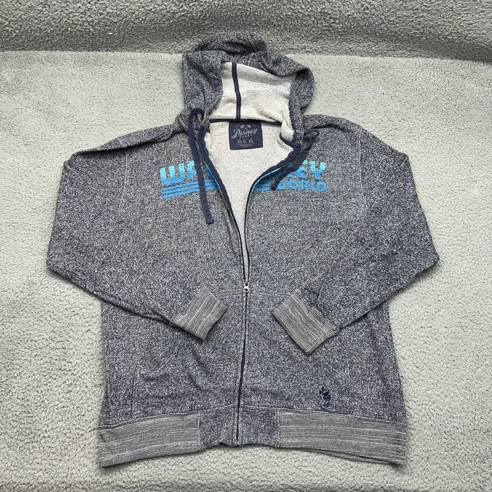 Disney Parks Adult XL Gray/Blue Walt Disney World Full-Zip Hoodie Sweatshirt